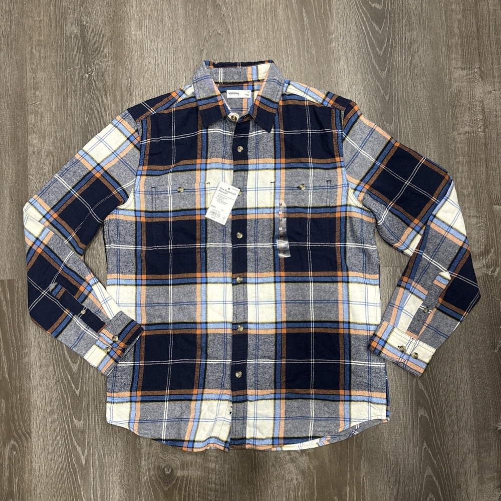 Sonoma Super Soft Flannel Men's Medium Plaid Long Sleeve Button Up Shirt NWT